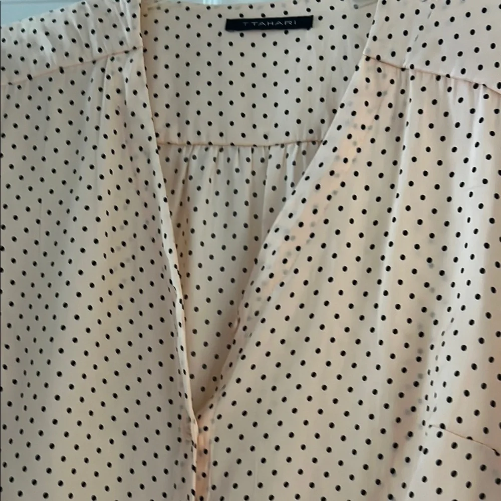 T Tahari Blouse - Cream with Black Dots - Picture 5 of 8